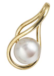 Jobo Damen Perlen-Anhänger "Anhänger mit Perle", Gelbgold 585-Perlen, gelb, Gelbgold 585, Perlen, Schmuckanhänger, 585 Gold mit einer