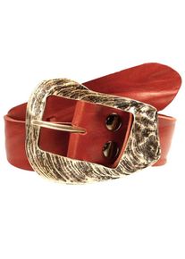Damen Ledergürtel, rot, casual,modisch, Gr. 110, RETTUNGSRING BY SHOWROOM 019, unifarben, Leder, Gürtel, mit austauschbarer Schließe »Dornschließe