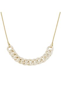 Damen Collier "Mittelteil Panzerketten-Design mit Zirkonia, Silber 925", 45cm, Silber 925 (Sterlingsilber), gold, Giorgio Martello MILANO, Silber 925