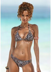 Lascana Damen Triangel-Bikini-Top "Lexa", braun, Gr. 32, Animalprint, Microfaser, Polyamid, Bikini-Oberteile, mit Muschelkante