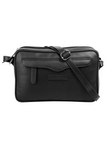 Bruno Banani Damen Umhängetasche, schwarz, Leder, unifarben, Taschen, echt Leder