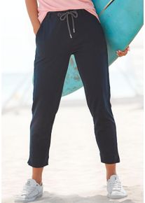 ELBSAND Damen 7/8-Hose "Ivalo", blau, casual, Gr. M, unifarben, Sweatware, Obermaterial: 95% Baumwolle, 5% Elasthan, Hosen, aus Sweatware,