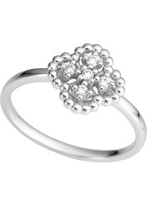 Firetti Damen Diamantring "Schmuck Geschenk Gold 333 Damenring Goldring Blume / floral", 16, 0,085 ct P2 = erkennbare Einschlüsse, Weißgold