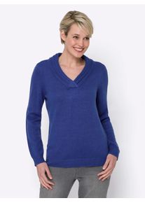 Classic Basics Damen V-Ausschnitt-Pullover "Pullover", blau, Gr. 38, unifarben, 100% Polyacryl, Pullover