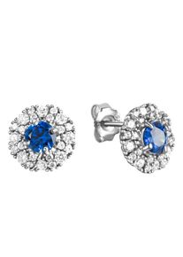 Firetti Damen Paar Ohrstecker "Schmuck Geschenk Silber 925 Ohrschmuck Blume", Silber 925 (Sterlingsilber), blau, Silber 925 (Sterlingsilber),