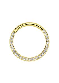 Adelia´s ADELIA ́S Damen Dehnschnecke "Piercing Ohrpiercing", gold, modisch, Chirurgiestahl, Piercings, Steinkranz mit klaren gefassten Steinen in 1,2 mm