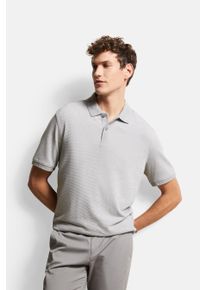 Bugatti Herren Poloshirt, grau, casual, Gr. XL, 100% Baumwolle, Shirts, in 2-tone-Optik
