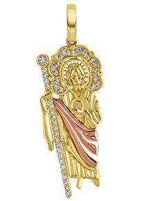 Firetti Damen Ketten-Anhänger "Schmuck Geschenk Gold 375 Halsschmuck Anhänger Judas Thaddäus", Gelbgold 375, 2,52 g, rosa, Gelbgold 375,