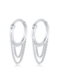 Elli Damen Paar Ohrhänger "Ohrhänger Creole Panzer Ketten Glieder 925 Silber", OneSize, ohne Stein, Silber 925 (Sterlingsilber), silber, Silber 925