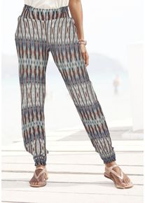 Vivance Damen Jerseyhose, bunt, casual, Gr. 34, bedruckt, Jersey, Obermaterial: 100% Viskose, Hosen, mit Ethnoprint und Taschen, lockere Schlupfhose,