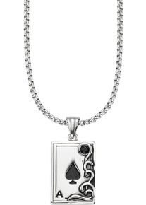 Bruno Banani Damen Kette mit Anhänger "Schmuck Geschenk Venezianerkette Karte Pik-Ass, B4118N/20/00/55", Edelstahl, L: 55cm B: 2,8mm, schwarz,