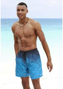 H.I.S. H.I.S Herren Badeshorts, blau, Gr. S, Farbverlauf, bedruckt, Recycling-Polyester, Microfaser, Badehosen, mit Farbverlauf