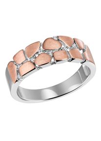 Firetti Damen Fingerring "Schmuck Geschenk Silber 925 Silberring Leopardenmuster", 58, Silber 925 (Sterlingsilber), 3,8mm, rosa, Silber 925