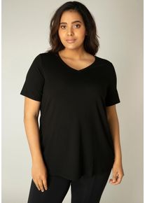 Damen T-Shirt "Alba", schwarz, casual, Gr. 44, Base Level Curvy, unifarben, Single Jersey, Obermaterial: 94% Viskose, 6% Elasthan, Shirts, Weich