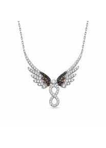 dKeniz Damen Kette mit Anhänger "925/- Sterling Silber Unendlichkeit & Engel Silberkette", 42cm + 3cm, Silber 925 (Sterlingsilber), L: 45cm B: