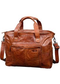 Pride & Soul PRIDE & SOUL Weekender "Royal "T"", braun, Glattleder, unifarben, Taschen, mit Laptop- und Tabletfach