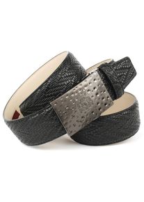 Anthoni Crown Damen Ledergürtel, schwarz, klassisch,casual, Gr. 105, unifarben, gemustert, Leder, Gürtel, mit Flechtprägung in schwarz