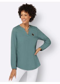 Casual Looks Damen Longbluse, grün, Gr. 36, unifarben, 100% Baumwolle, Blusen