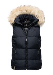 Marikoo Damen Steppweste "Eisflöckchen", blau, Gr. S, Obermaterial: 100% Polyester / Innenmaterial: 100% Polyester / Kunstfell: 90% Polyacryl, 10%