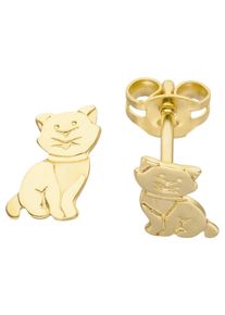Jobo Damen Paar Ohrstecker "Katze", Gelbgold 333, gold, Gelbgold 333, Ohrringe, 333 Gold