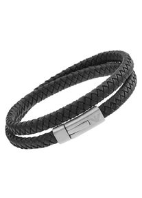 Emporio Armani Damen Lederarmband "EGS2176040", Edelstahl-Leder, schwarz, Edelstahl, Leder, Armbänder