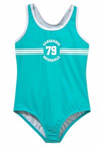 Kangaroos Kinder Badeanzug "Sporty", blau, Gr. 122, unifarben, kontrastfarbene Details, Polyamid, Badeanzüge, mit sportlichem Frontdruck