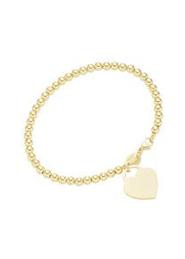 Damen Armband "Kugeln mit Behang Herz, gelb vergoldet, Silber 925", 19cm, Silber 925 (Sterlingsilber), gold, Giorgio Martello MILANO, Silber 925