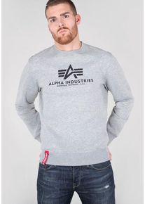 Herren Sweatshirt "Basic Sweater", grau, modisch, Gr. XXXL, Alpha Industries, bedruckt, meliert, angeraute Sweatware, Obermaterial: 80% Baumwolle,