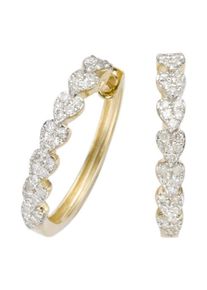 Firetti Damen Paar Creolen "Schmuck Geschenk Gold 375 Ohrschmuck Creole", 0,25 ct P3 = leicht erkennbare Einschlüsse, Gelbgold 375-Diamanten, gold,
