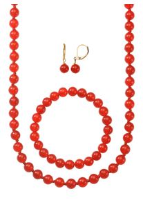 Lady Damen Collier-Set, N-Größe, rot, Halsketten