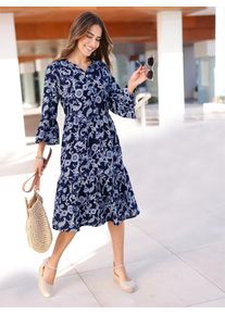 Classic Basics Damen A-Linien-Kleid "Kleid", blau, Gr. 44, gemustert, Paisley, mehrfarbig, bedruckt, 100% Viskose, Kleider