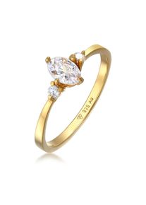 Elli Damen Fingerring "Zirkonia Oval Verlobung 925 Silber", 58mm,mit Steinen, Silber 925 (Sterlingsilber), 1.5mm, gold, Silber 925 (Sterlingsilber),