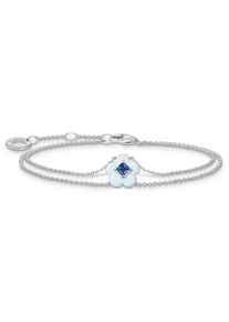 Thomas Sabo Damen Armband "Blume mit blauem Stein, A2093-496-1-L19V", 19, Silber 925 (Sterlingsilber), bunt, Silber 925 (Sterlingsilber), Armbänder,
