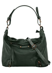 Samantha Look Damen Shopper, grün, Leder, unifarben, leicht glänzend, Taschen, echt Leder, Made in Italy