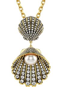 Swarovski Damen Kette mit Anhänger "Idyllia, Verschiedene Schliffe, Muschel, 5689197", Metall-Perlen, L: 65cm, gold, Metall, Perlen, Halsketten, mit