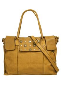 Samantha Look Damen Shopper, gelb, Leder, vintage, Taschen, echt Leder, Made in Italy