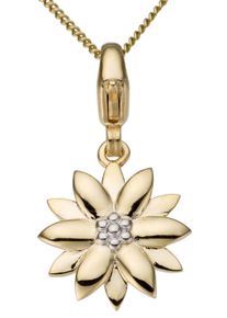 Firetti Damen Charm-Einhänger "Schmuck Geschenk Gold 375 Halskette Charmarmband Gold-Charm Blume", silber, Gelbgold 375, Charms