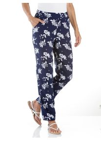 Classic Basics Damen Webhose, blau, Gr. 46, geblümt, gemustert, bedruckt, mehrfarbig, 100% Viskose, Hosen