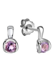 Firetti Damen Paar Ohrstecker "Schmuck Geschenk Silber 925 Ohrschmuck Edelstein Amethyst", Silber 925 (Sterlingsilber), bunt, Silber 925