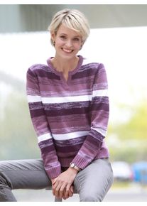 Classic Basics Damen Strickpullover "Pullover", lila, Gr. 50, gemustert, gestreift, 100% Polyacryl, Pullover