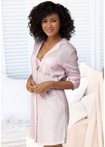 Vivance Dreams Damen Nachthemd, Gr. 32, rosa, Single Jersey, Obermaterial: 100% Baumwolle, kariert, Basic, Kleider, mit feinem Muster