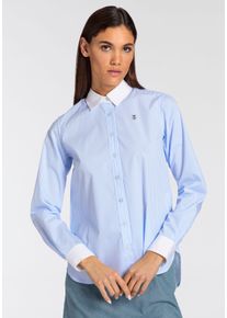 DELMAO Damen Hemdbluse, blau, feminin, Gr. 36, Web, Obermaterial: 60% Baumwolle, 38% Polyester, 2% Elasthan, Blusen, mit klassischen Details