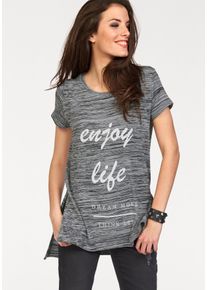 Aniston CASUAL Damen Longshirt, grau, casual, Gr. 40, bedruckt, Jersey, Obermaterial: 47% Polyester, 47% Viskose, 6% Elasthan, Shirts, mit