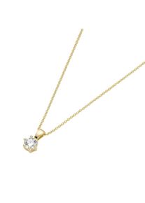 Luigi Merano Damen Kette mit Anhänger "mit Brillant in Krappenfassung, Gold 585", 45cm, Gelbgold 585, weiß, Gelbgold 585, Halsketten