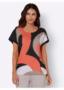 Inspirationen Damen Schlupfbluse, orange, Gr. 36, gemustert, mehrfarbig, bedruckt, 100% Viskose, Blusen