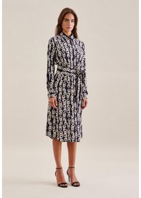 Seidensticker Damen Sommerkleid "Schwarze Rose", blau, Gr. 40, bedruckt, 100% Viskose, Kleider, Langarm Kragen Kettenprint