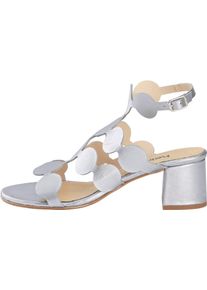 Heine Damen Sandalette, Gr. 38, silber, Leder, Glattleder, Lackleder, modisch, Schuhe