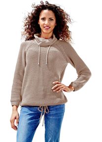 Heine Damen Troyer "Troyer", beige, Gr. 40, unifarben, 100% Baumwolle, Pullover