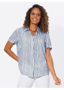 Casual Looks Damen Kurzarmbluse, blau, Gr. 36, gemustert, mehrfarbig, gestreift, 100% Viskose, Blusen