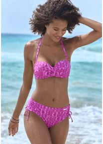 ELBSAND Damen Bügel-Bandeau-Bikini-Top "Letra", pink, Gr. 34, bedruckt, Recycling-Polyamid, Bikini-Oberteile, mit tollem Wording